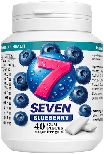 Seven Gum Blueberry — 40-piece bottle