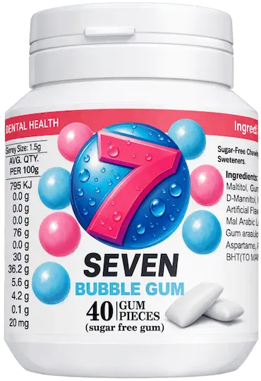 Seven Gum Bubblegum — 40-piece bottle